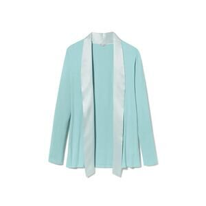 PJ Harlow Aqua Shelby Satin Trim Lounge Cardigan / Robe - Size Medium 💙☕💙